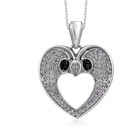 JewelersClub 1/4 Carat T.W. Black and White Diamond Sterling Silver Heart Pendant