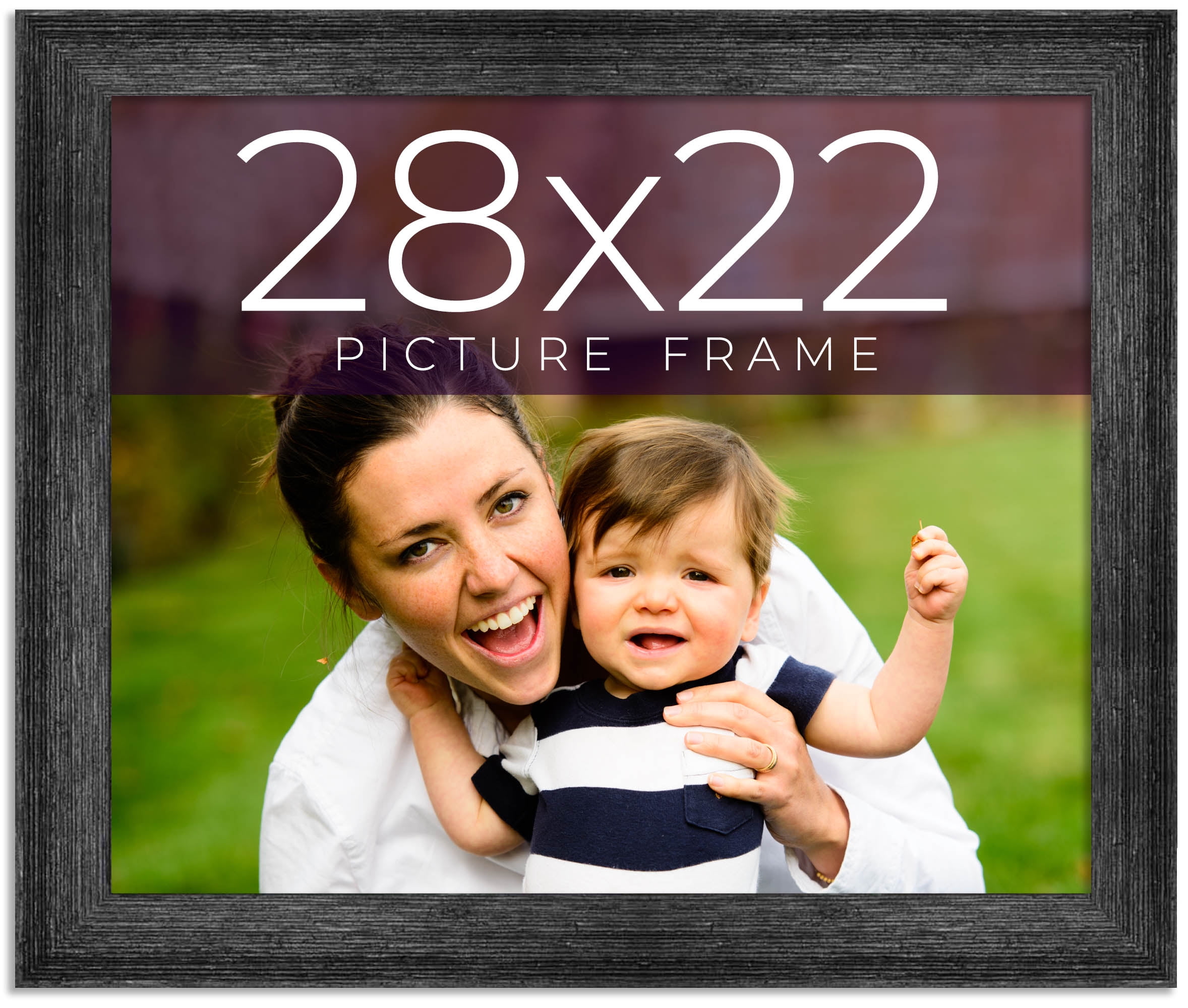 28x22 Frame Black Real Wood Picture Frame Width 1.5 inches Interior