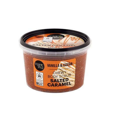 Organic Shop Vanilla & Cocoa, Hydrating & Exfoliating Body Scrub, 100% Vegan & Organic, Daily Exfoliant, Detox & Moisturizer, Body, Face, Hand & Foot, Intensive Care & Skin Toning. 250ml.