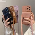 thumbnail image 2 of Funda de teléfono con cordón cruzado para iPhone, carcasa de silicona con ranura para tarjeta, 15 Pro Max, 14, 13, 12, 2 of 5