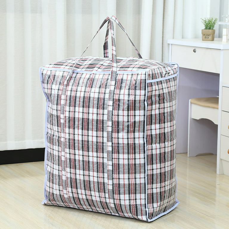 Dream Lifestyle Large Capacity Storage Bags, Large Plastic Checkered  Storage Laundry Bag with Zipper & Handles for Shopping Moving Travel 