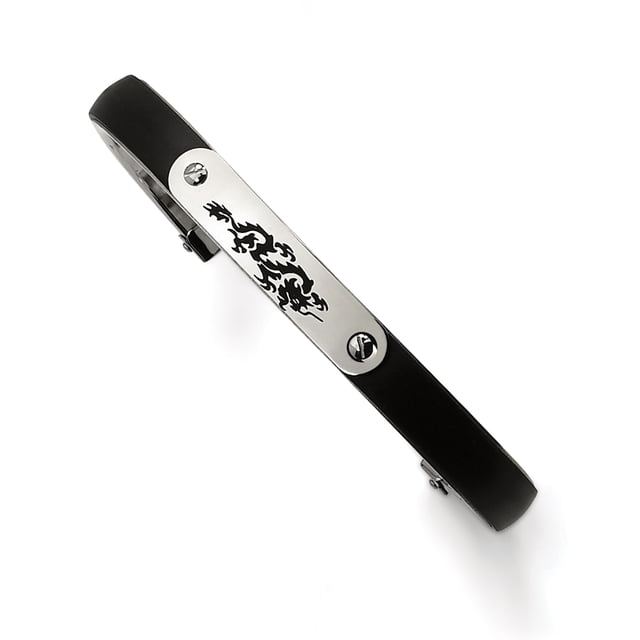 Bracelet Bracelet Dragon en Caoutchouc Noir en Acier Inoxydable