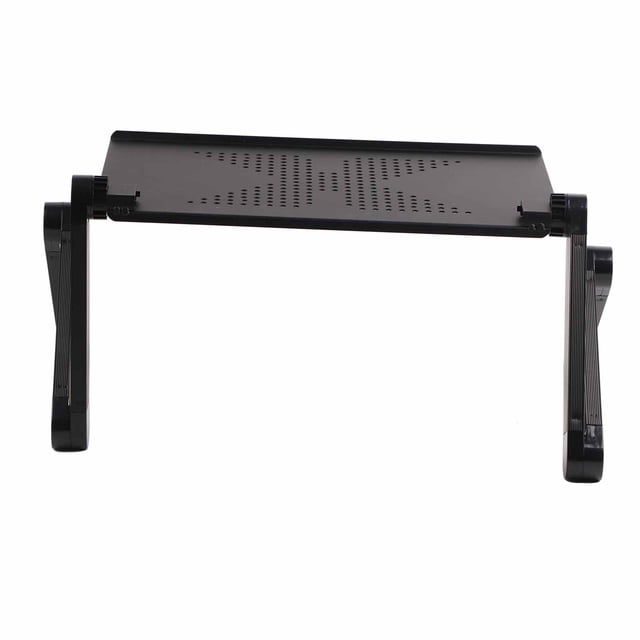 Adjustable Vented Aluminum Laptop Notebook Table, Foldable & Portable, Reduce Overheating, Suitable for Bed, Couch, Chair, Tray for Food Writing, Black