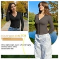 thumbnail image 4 of OQQ women's shirt Long sleeve zipper spring and autumn fashion sexy top fitted T-shirt, 4 of 7
