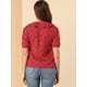 thumbnail image 5 of INSPIRE CHIC Blusa con cuello de mu?eca y cuello de lazo con mangas abullonadas con estampado de corazón para mujer rojo S, 5 of 6