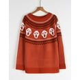 thumbnail image 4 of Halloween Sweaters for Women 2024 Ghost Print Pullover Sweater Casual Loose Knitted Crewneck Orange Sweaters Shermie, 4 of 6