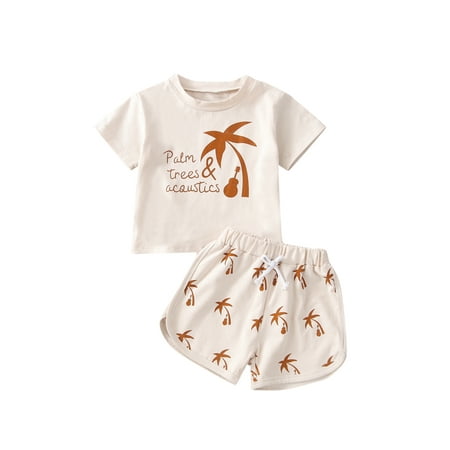 

ELF Baby Boys Summert 2PCS Cotton Short Sleeve Tree Print T-Shirt+Same Style Short Pants 6M-4Y