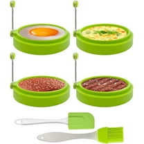 Silicone Egg Ring Molds for Cooking, 4 Pack Egg Rings for Frying Eggs, Non-Stick Pancake Mold, Ideal Sunny Side Up Egg Maker for Breakfast Sandwiches Egg Mcmuffins(Green)