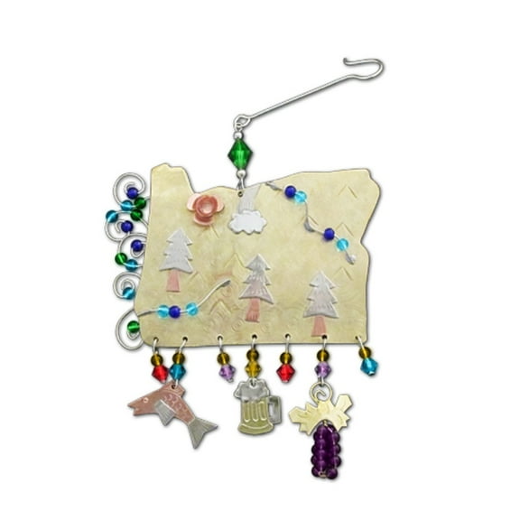 State Of Oregon Metal Christmas Tree Ornament Fair Trade New