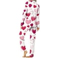 thumbnail image 5 of miqiqism Women Valentine Pjs Sets Fashion Heart Tshirts Long Sleeve Tops and High Waist Trousers Lady Lapel Neck Lightweight Loungewear Outfits,02_Multicolor,X-Large, 5 of 5