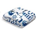 thumbnail image 2 of Baby Toddler Nautical Blanket Gift for Boys Navy Marine Boat Lighthouse Compass Anchor Whale Wave Receiving Blanket Ocean Sea Soft Flannel Swaddle Cover Nursery Stroller Crib Bed Throw 30x40, 2 of 6
