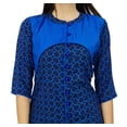 thumbnail image 7 of Bimba Womens Mandarin Collar Blue Kurta Straight Ladies Cotton Kurti Clothing, 7 of 7
