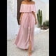 thumbnail image 5 of Vestido Informal de Lunares con Hombros Descubiertos para Mujer, con Volantes, Corsé, Borlas y Cintura Alta, con Abertura y Abertura, Color Liso Rosa Oscuro S, 5 of 8