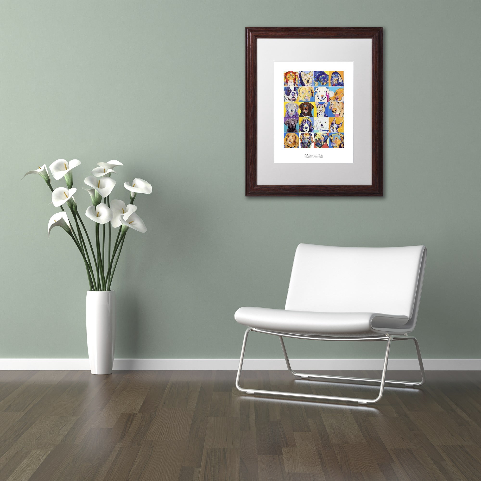 Trademark Fine Art "Colorful Attitudes Poster" Canvas Art by Pat Saunders-White, White Matte, Wood Frame