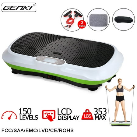 Genki Vibration Platform Fitness Machine Whole Body Exercise with Straps and Romote Control, 150 Levels, 5 Auto