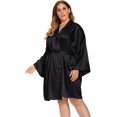 thumbnail image 3 of GFDYREE Women's Plus Size Satin Robes Plus Size Silky Kimonos Robes Sleepwear,Short, 3 of 5