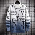 thumbnail image 3 of Suéter de moda coreana para hombre, suéter informal con elementos en inglés, cuello redondo, otoño e invierno, 2022, 3 of 4