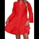 thumbnail image 2 of Vestido Bohemio de Encaje con Bordado de Ojales para Mujer, Escote en V, Mangas Acampanadas, Corte Holgado, 2025 Gran Rojo XXL, 2 of 8