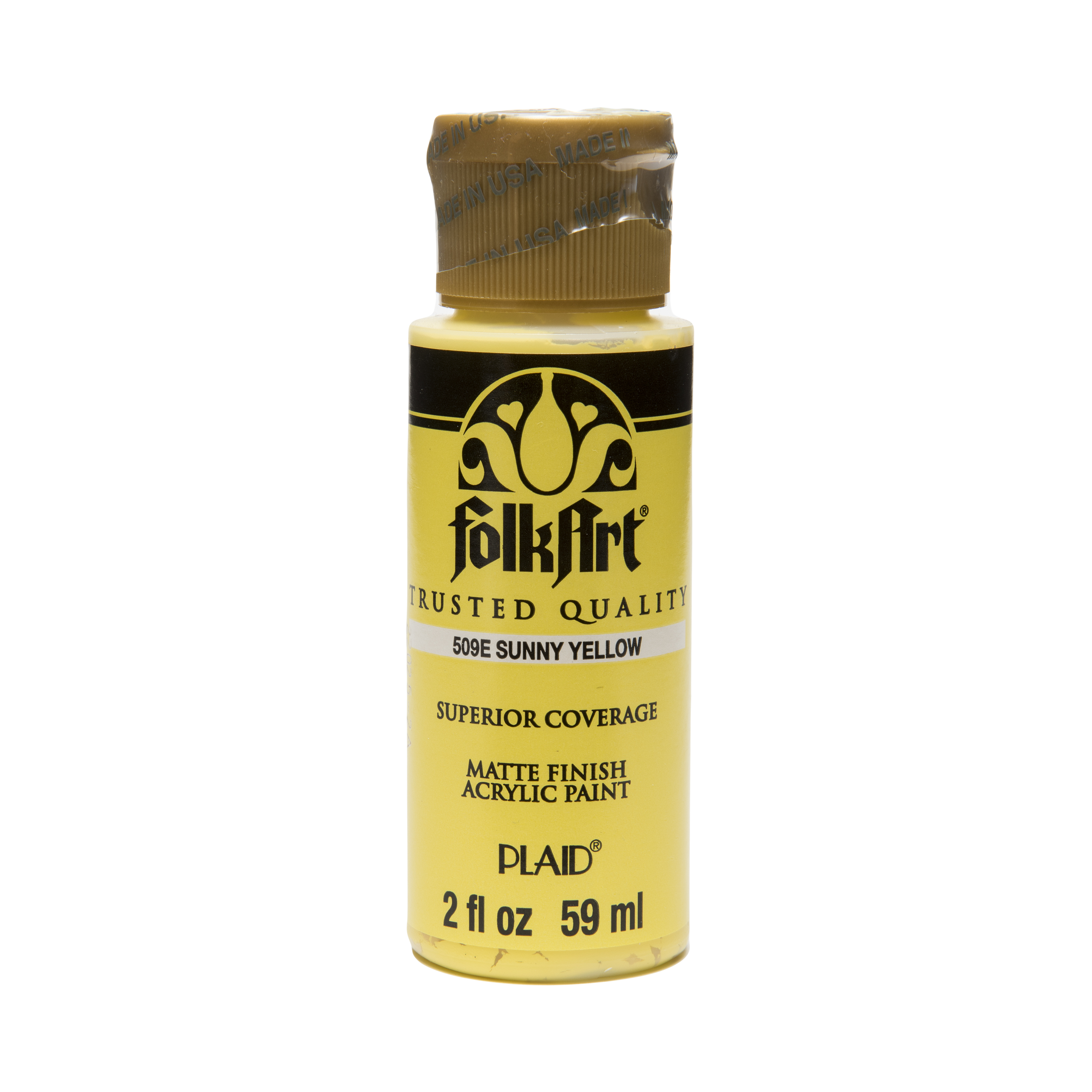 FolkArt 509E Acrylic Craft Paint, Matte Finish, Sunny Yellow, 2 fl oz
