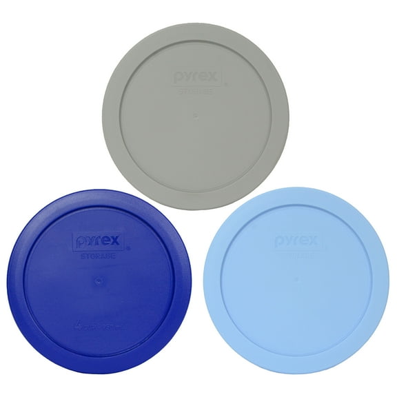 Pyrex 7201-PC Cobalt Blue, Jet Gray, and Blue Cornflower Replacement Lid Covers