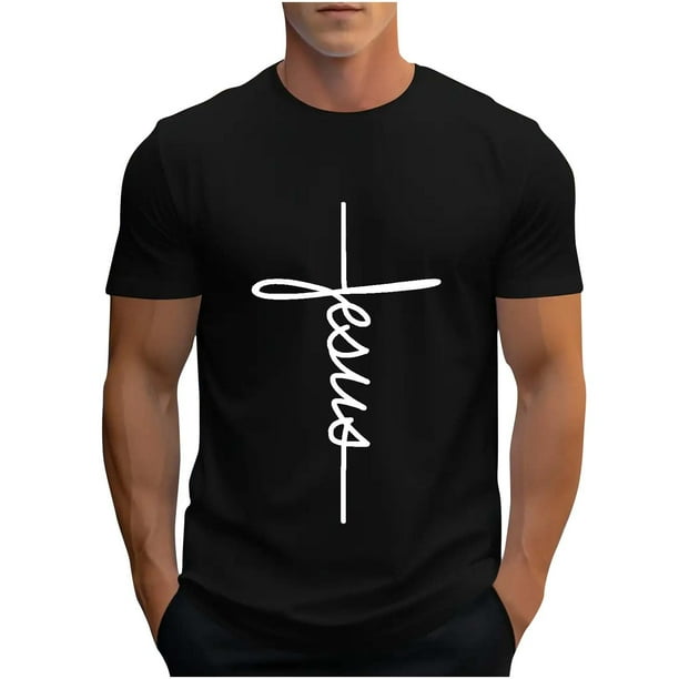 Camisetas de Manga Corta para Hombre Camiseta de Cuello Redondo Deportiva de Impresión Casual, Blusa de Mezcla de Poliéster de Algodón para Uso Al Aire Libre, Diario Y de Primavera de Verano