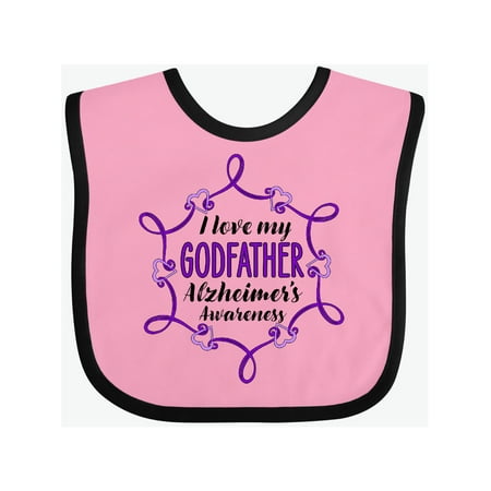 

Inktastic I Love My Godfather Alzheimer s Awareness with Purple Hearts Gift Baby Boy or Baby Girl Bib