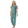 thumbnail image 6 of MINTREUS Lounge Sets for Women Two Piece Pajama Set Short Sleeve Pjs Joggers Long Pants Tracksuit with Pockets, 6 of 7