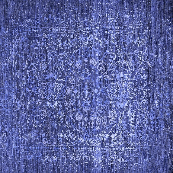 Ahgly Company Machine Washable Indoor Square Oriental Blue Industrial Area Rugs, 5' Square