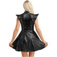 thumbnail image 2 of TiaoBug Women's Metallic Sleeveless Club Disco Holographic Dress Wet Look Pleated Dresses Black L, 2 of 7