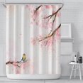 thumbnail image 1 of Juego de cortina de ducha (flor y pájaro, 180 cm × 180 cm), diseño de mariposas, resistente al moho, para baño, para mujeres y hombres, con 12 ganchos, lavable y de secado rápido., 1 of 1