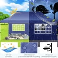 thumbnail image 6 of SANOPY 10' x 20' EZ Pop up Canopy Party Tent, Outdoor Event Instant Gazebo with 6 Removable Sidewalls for Camping Wedding Picnic, Deep Blue, 6 of 10