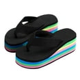 thumbnail image 6 of Fukaraa Women Rainbow Sole Flip Flops Platform Wedge Casual Outdoor Comfortable Non Slip Sandals, 6 of 9