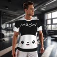 thumbnail image 3 of Wukai Cat Meow Print Men's Short-Sleeved Mesh T-Shirt,Quick-Dry Short Sleeve Workout T-Shirt-, 3 of 8