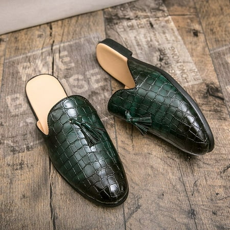 

Luxury Business Designer Italian Men Half Shoes Brand Patent Leather Mens Casual Shoes Loafers Coiffeur Mules Slides Slippers