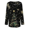 thumbnail image 2 of Christmas Shirts for Women Long Sleeve Crew Neck Tunic Tops Loose Fit Xmas Tree Print Holiday Graphic Tees (XL, Black), 2 of 5