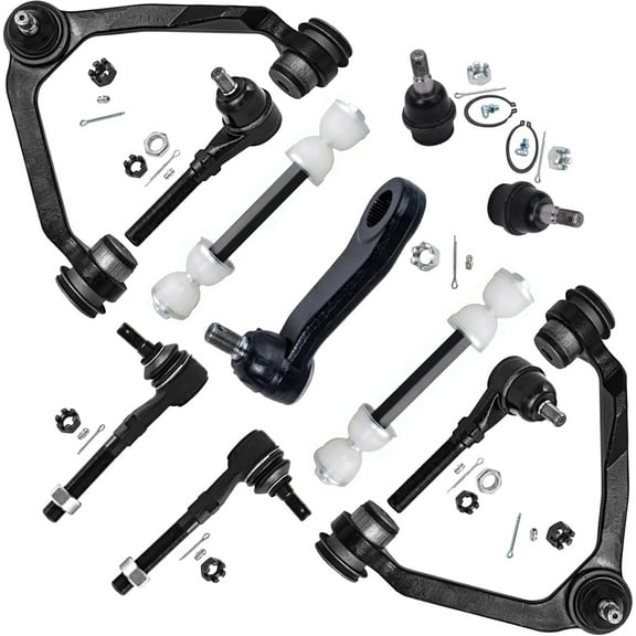 Detroit Axle - 11pc 4WD Front End Kit for Ford F-150 F-250 Expedition Lincoln Navigator, 2 Upper Control Arms with Ball Joints 4 Tie Rods 2 Sway Bars 2 Lower Ball Joints 1 Pitman Arm Replacement