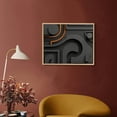 thumbnail image 2 of Nawypu  Framed Canvas Print Wall Art Black Gray 3D Tribal Geometric Pattern Abstract Shapes Illustrations Modern Art Minimal Chic Relax/Calm for Living Room, Bedroom, Office, 2 of 4
