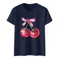 thumbnail image 4 of Womens Tops Casual T Shirts Cherry Graphic Summer Short Sleeve Slim Fit Workout Clothes, 4 of 4