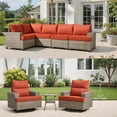 thumbnail image 4 of Ovios 9 Pieces Outdoor Patio Furniture with Swivel Chairs High-Back All-Weather Rattan Wicker Conversation Set Outdoor Sectional with Solar Light Coffee Table, 4 of 9