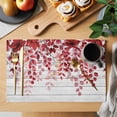 thumbnail image 2 of Red Eucalyptus Leaves Placemats Set of 6, Summer Botanical Weeping Wooden Placemats for Dining Table, Place Mats for Kitchen Tabletop, Waterproof Wipeable Dining Table Mats Set, 2 of 9