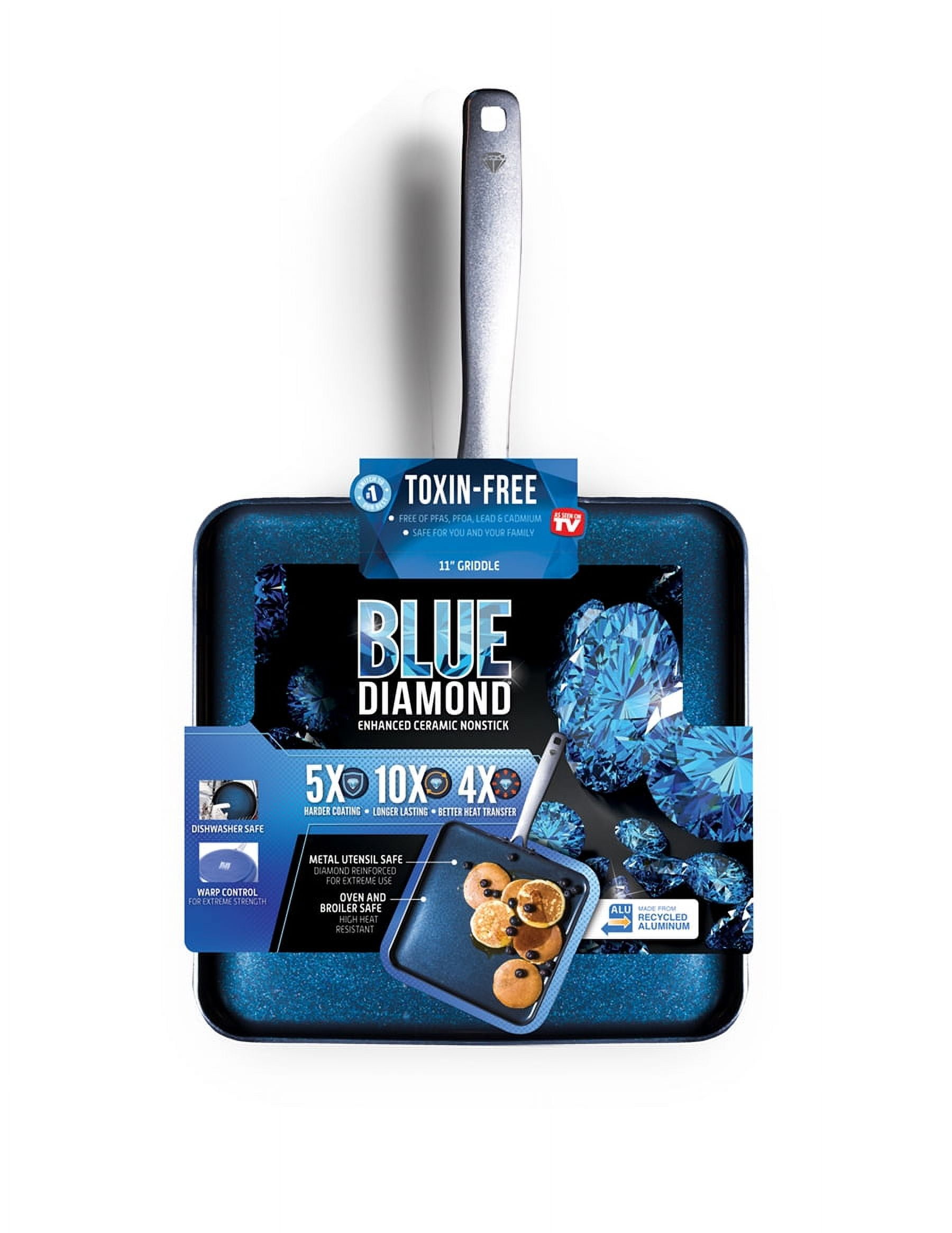 Blue Diamond 11 in. Aluminum Ceramic Nonstick Griddle in Blue CC001599-001  - The Home Depot
