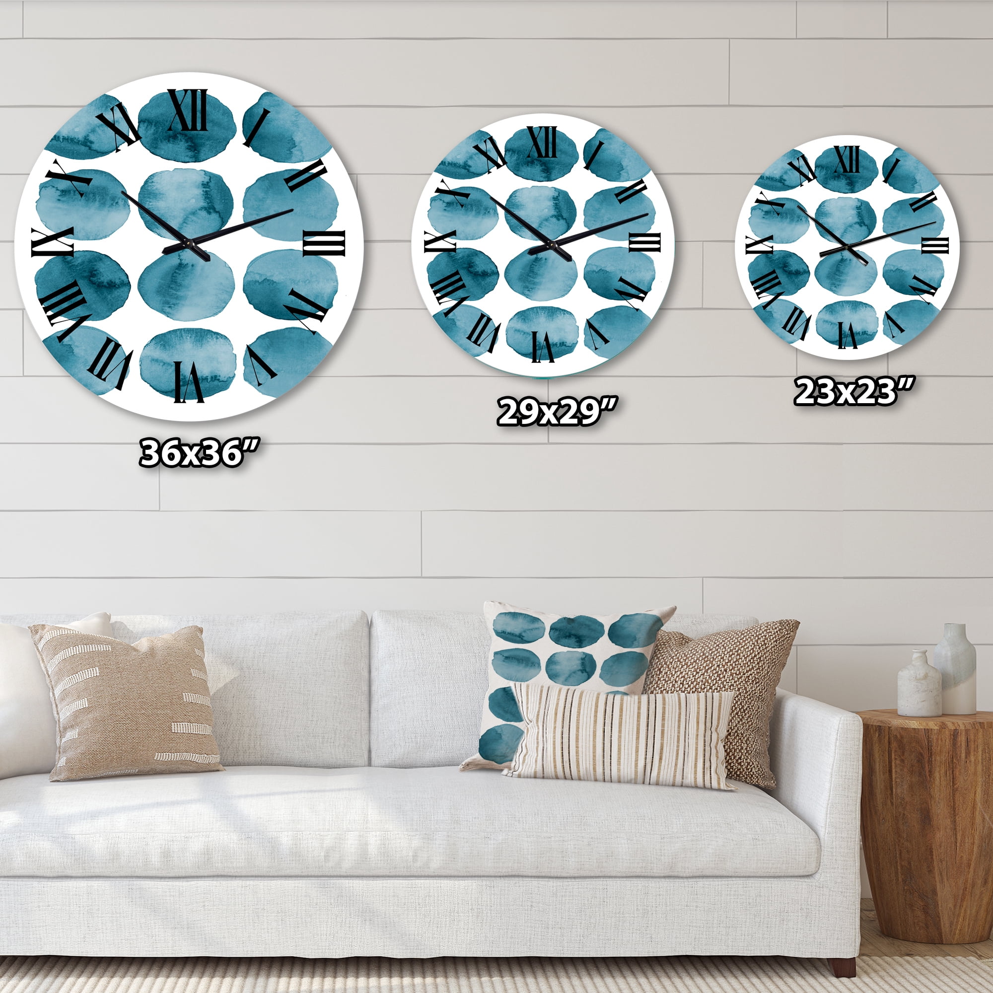 Designart 'Aquamarine Circles Blue Geometric Elements' Modern Wall Clock