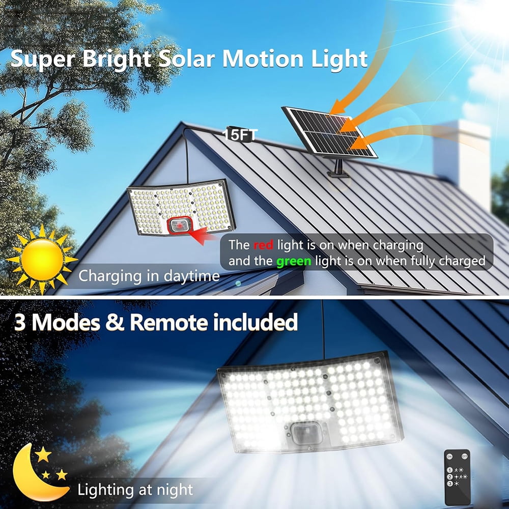 Solar Lights Outdoor, 2 Pack 5500LM Motion Sensor Solar Flood Lights Security Lights, Waterproof Outdoor Lights Solar Powered, 270° Wide Angle Flood Wall Lights for Yard,Patio,Garden,Garage