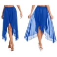 thumbnail image 6 of Miutii Women High Low Flowy Asymmetrical Sheer Chiffon Lyrical Ballet Dance Skirt Performance Costume Royal Blue One Size, 6 of 8