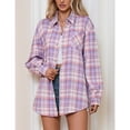 thumbnail image 3 of Women's Button Down Flannel Shirts Plaid Shacket Long Sleeve Collared Business Tops Work Blouses, 3 of 5