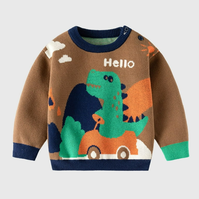 LUOGENLI Boys Sweaters Size 8 10 Zip Up Dinosaur Children s Base Sweater Fall Winter Children s Knit Sweater Cotton Fall Boys Sweater Boys Sweater
