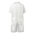 thumbnail image 3 of Womens Casual Short Sleeves Denim Romers Elastic Waist Button Down Onesie Jumpsuits Hem Jean Short Jumpsuit with Pockets(White,XL), 3 of 3