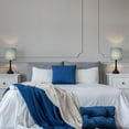 thumbnail image 3 of Bedroom Table Lamp Set of 2 Living Room Bedside Lamps Blue Lampshade Suit Modern Decor, 3 of 5