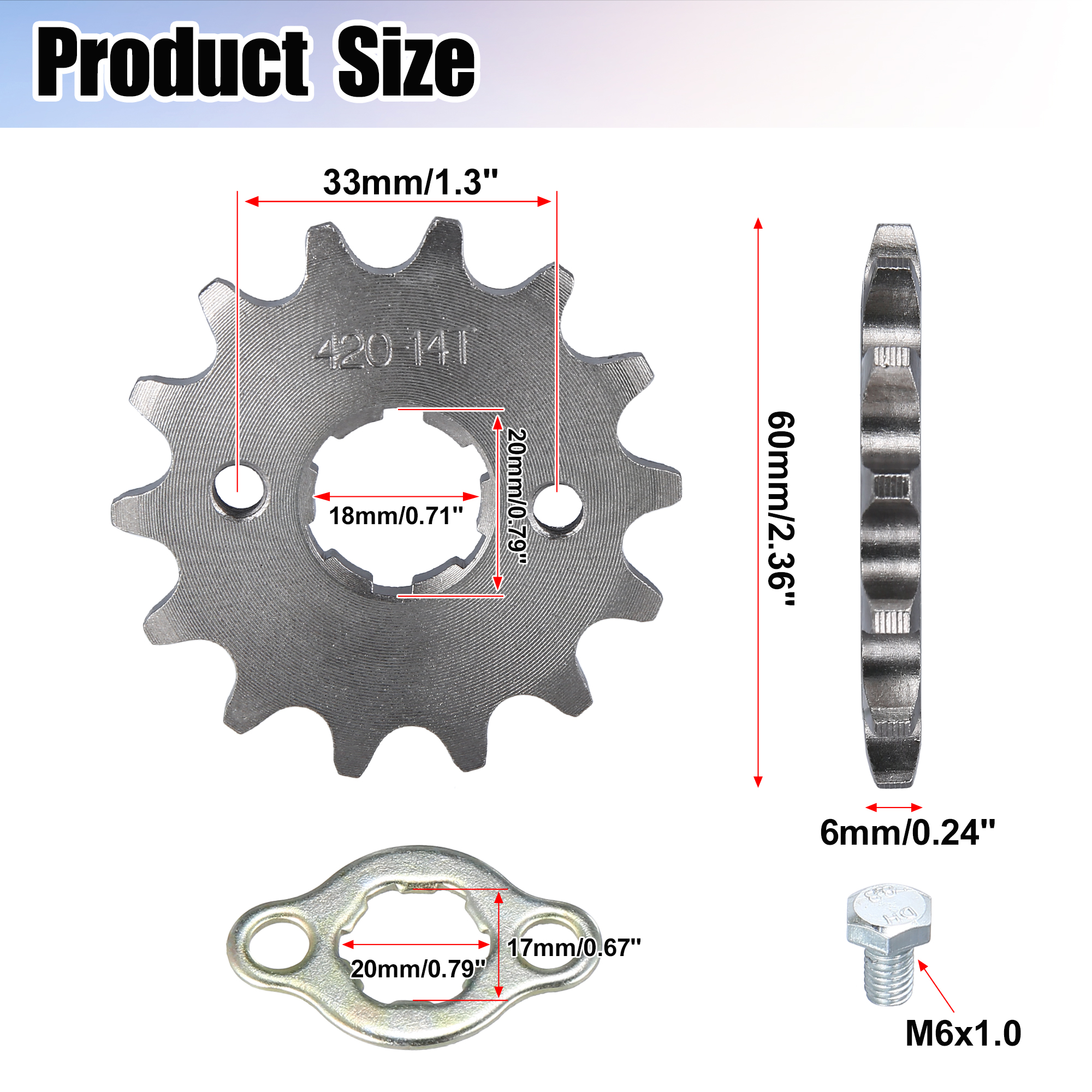 X AUTOHAUX 1 Lot De Pignon Avant De Moto 420 Style 13 Dents 20 Mm ID - 9