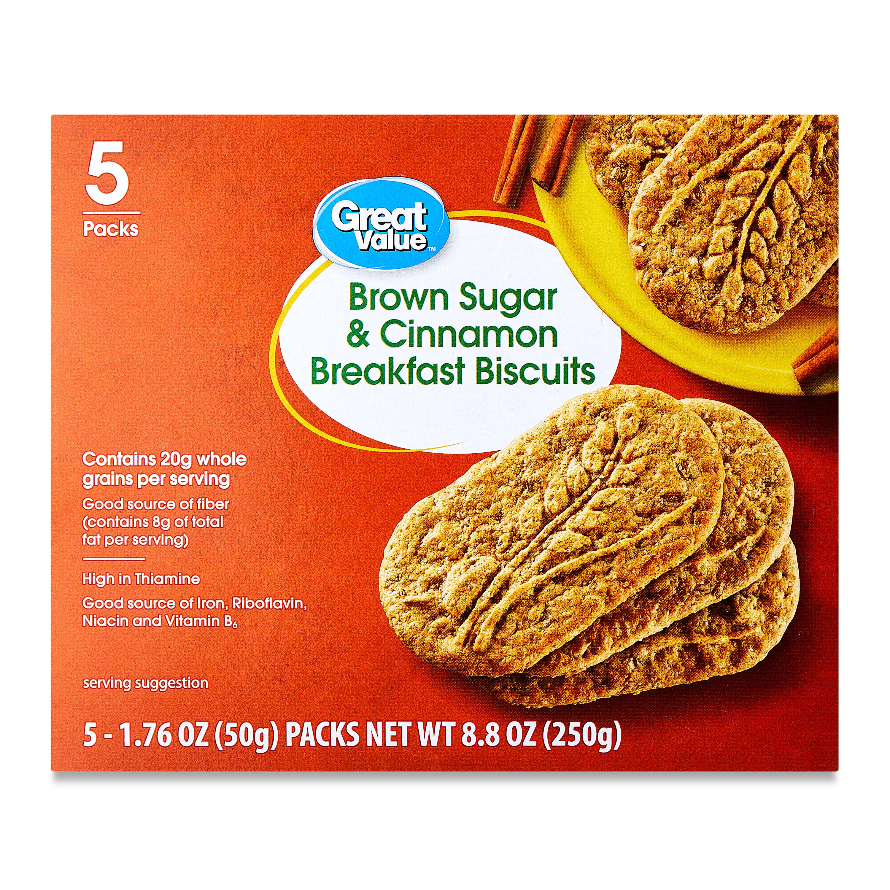 (4 pack) Great Value Brown Sugar & Cinnamon Breakfast Biscuits, 8.8 oz